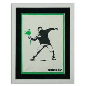 Banksy (b. 1974), "Love Is In The Air (Flower Thrower)"