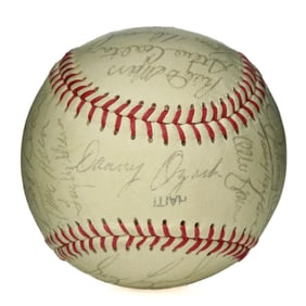 1975 Philadelphia Phillies Team-Signed Wilson Baseball with Red Strings and 25 Signatures