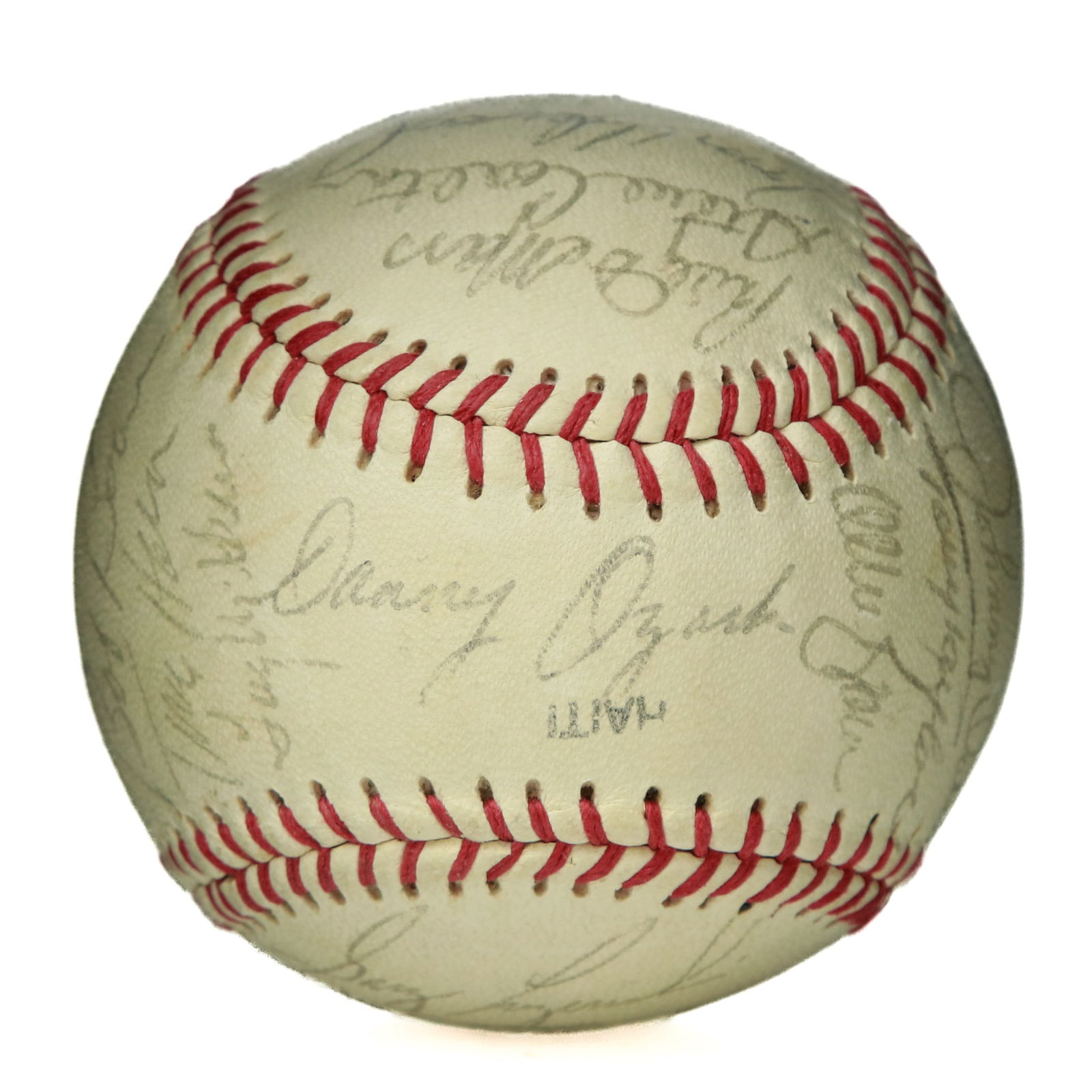 1975 Philadelphia Phillies Team-Signed Wilson Baseball with Red Strings and 25 Signatures (1 of 7)
