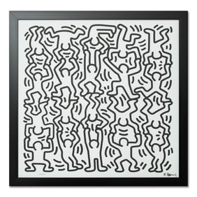 Keith Haring Signed Lithograph #125/200 – Iconic Stacked Figures Composition