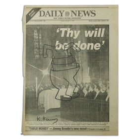Keith Haring Iconic Newspaper Art on "New York Daily News" (Tuesday, October 11, 1983)