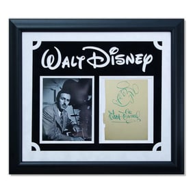 Exceptionally Rare: Walt Disney Signature with Original Mickey Mouse Drawing