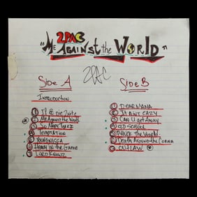 Historically Significant Tupac Shakur Signed "Me Against The World" Cassette Tracklist