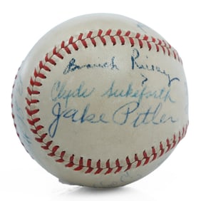 Very Rare Branch Rickey & Others Signed ONL Ball