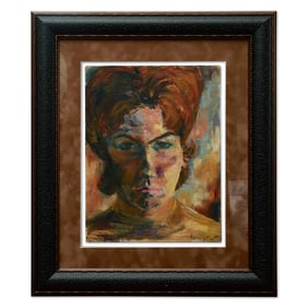 Harry Britton Attributed Oil Painting Portrait of a Woman with Auburn Hair
