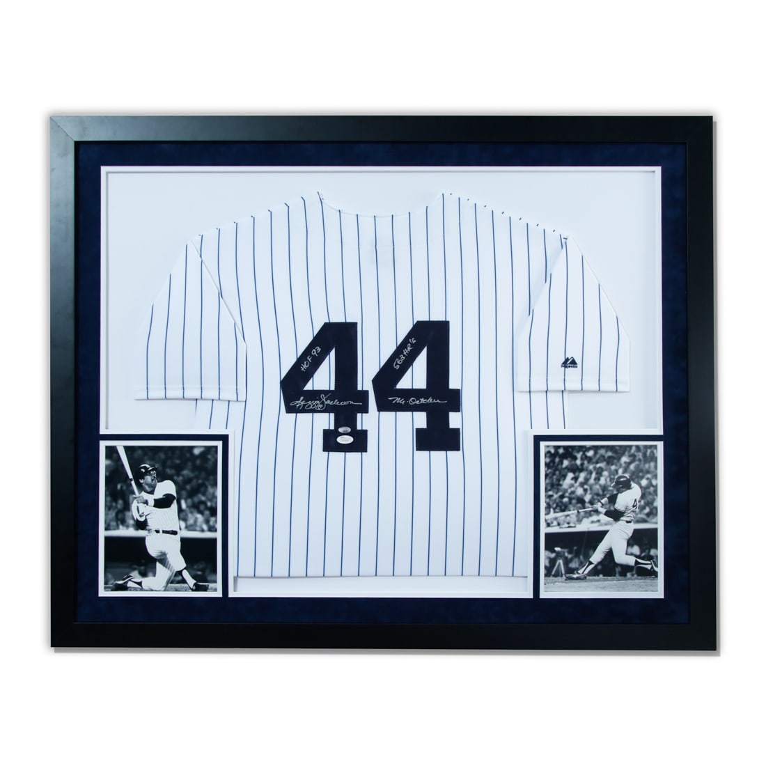 Framed Reggie Jackson Yankee Pinstripes Jersey: Title: Framed Reggie Jackson Yankee Pinstripes Jersey Description: Step up to the plate with a once-in-a-lifetime opportunity to own a piece of baseball history! Up for auction is a museum-quality fra