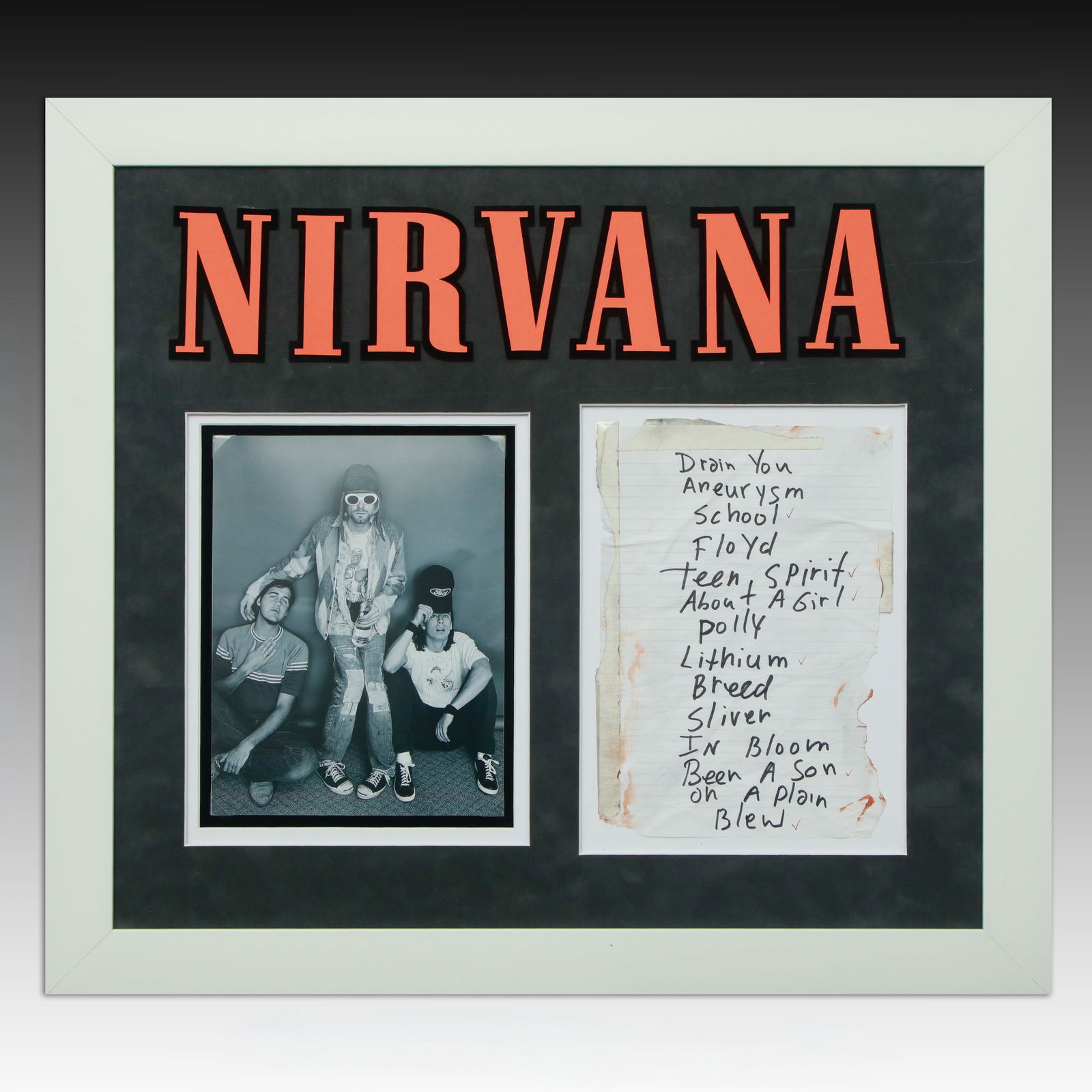Iconic Handwritten Nirvana Setlist – Full Concert Order with Original Masking Tape (1 of 7)