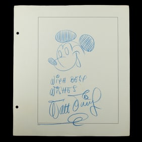 Walt Disney Signed Mickey Mouse Drawing, Forensically Authenticated