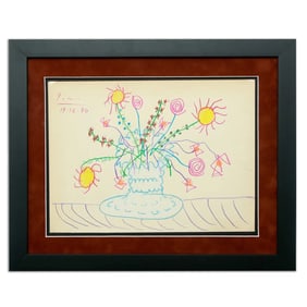Pablo Picasso Crayon Drawing (after) (1970)