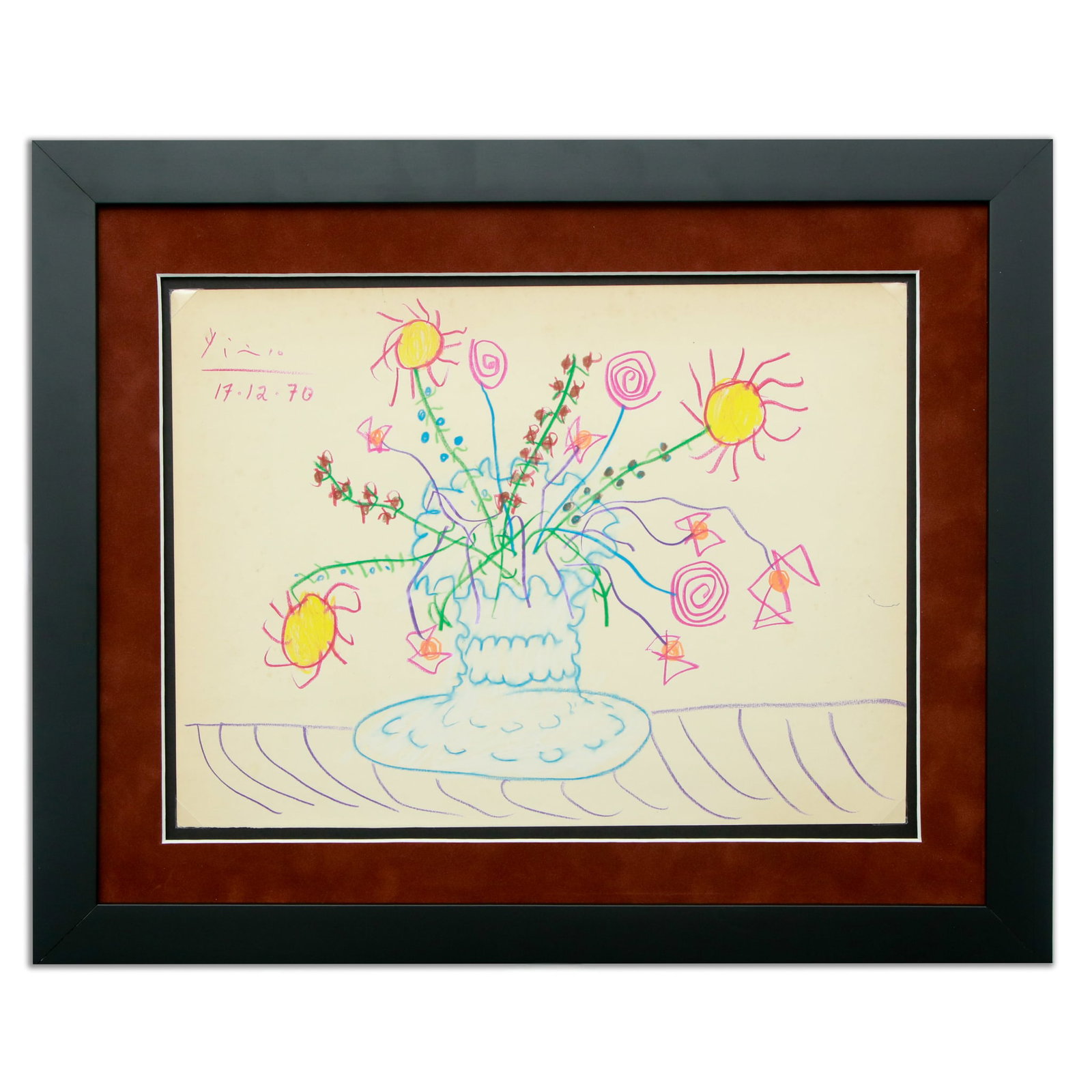 Pablo Picasso Crayon Drawing (after) (1970) (1 of 11)