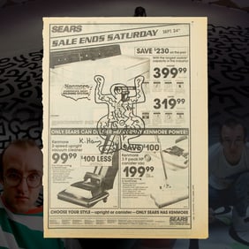 Keith Haring Newspaper Art “Untitled (Figure with Arms Raised)” September 23, 1988