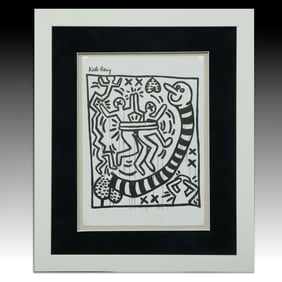 Keith Haring Attributed Mixed Media Composition