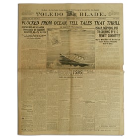 Historic Toledo Blade Newspaper Featuring Titanic Disaster Reports - April 19, 1912