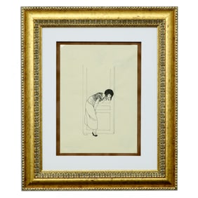 Gerda Wegener "Eavesdropping by the Door" Mixed Media on Paper