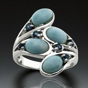 Larimar & London Blue Topaz Sterling Silver Ring - Size 8