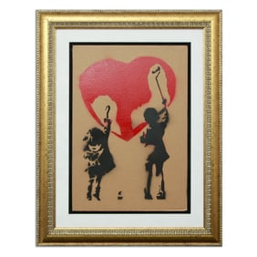 Insightful "After Banksy" Cardboard Artwork "Hearts and Contrasts"