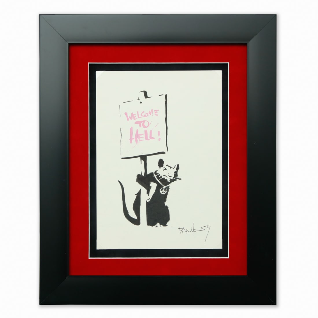 Banksy (after) "Welcome to Hell" – Mixed Media on Paper (1 of 12)