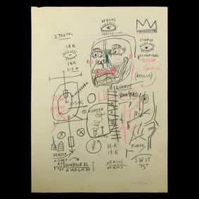 Jean-Michel Basquiat Mixed Media Drawing: "Corpus of Imagination"