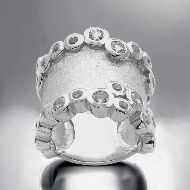 Wild Modern Brushed Finish White Topaz Bubble Band Size 7.5 (1 of 1)