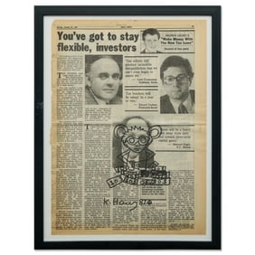 Iconic Keith Haring Newspaper Artwork - "Andy Mouse and USD"