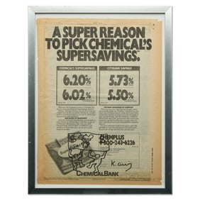 Rare Keith Haring Newspaper Art Featuring "Andy Mouse Dollar"