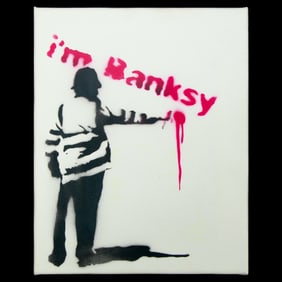 Banksy Canvas - "British Police Officer Painting 'I'm Banksy'"