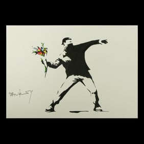 Banksy (After/Attributed) – "Flower Thrower" (Color Bouquet Variant)