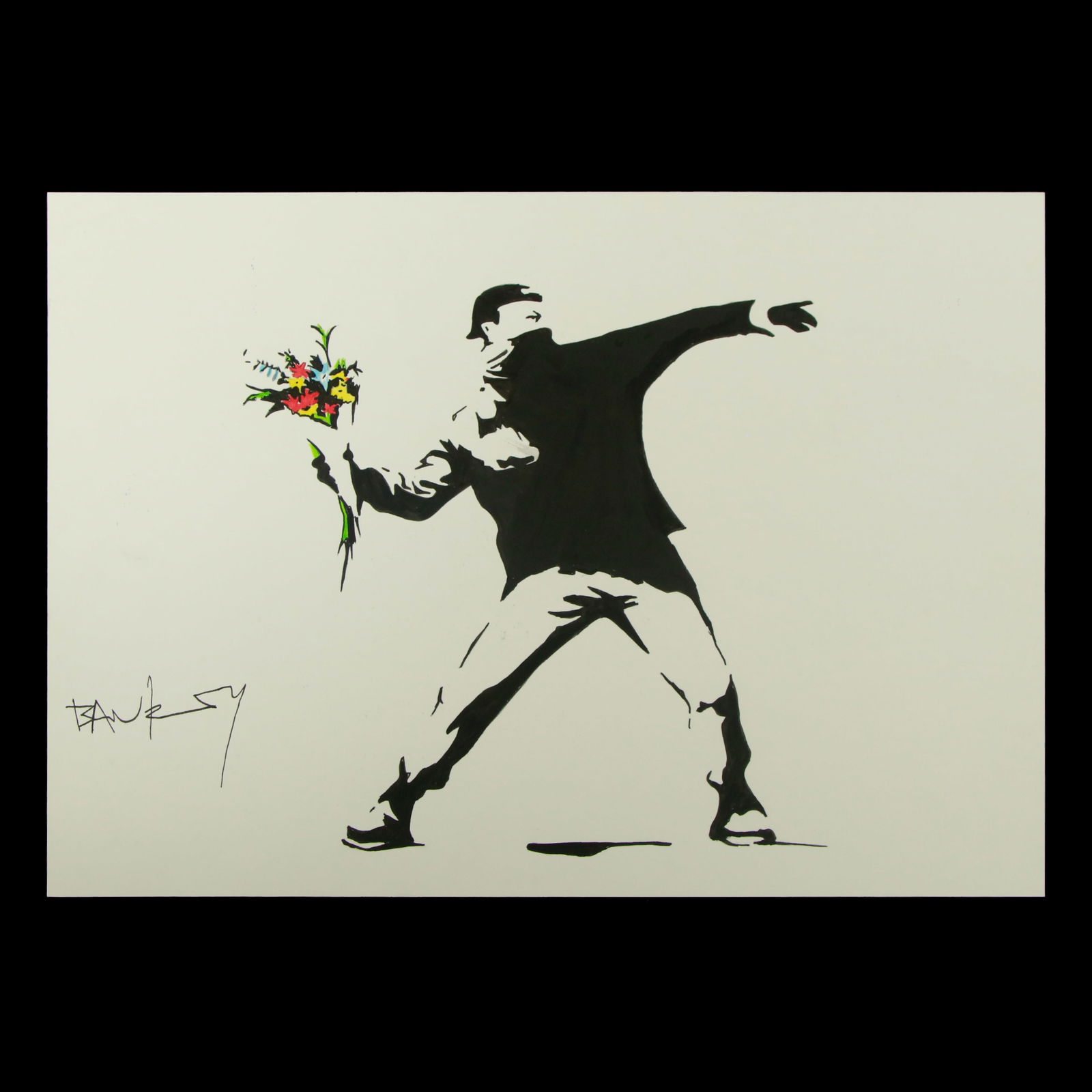 Banksy (After/Attributed) – "Flower Thrower" (Color Bouquet Variant) (1 of 8)