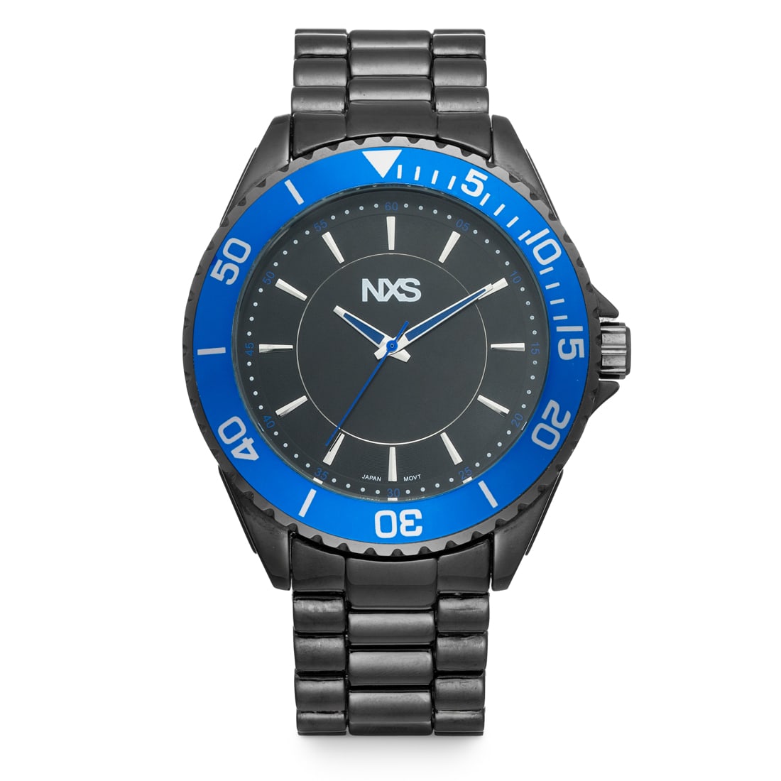 NSX Men’s Blue Bezel Sport Watch: The NSX Men’s Watch combines bold design with everyday performance. Featuring a 49mm stainless steel case and a striking blue bezel, this timepiece stands out with its modern, masculine appeal.