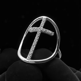 Elegant Simplicity Negative Space Sterling Silver Cross Ring