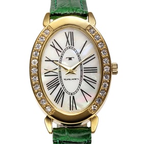 Tavan Ladies Goldtone Crystal Bezel Watch