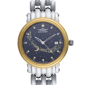 Balmer Celestia Swiss Made Automatic Watch – 14K Gold Bezel