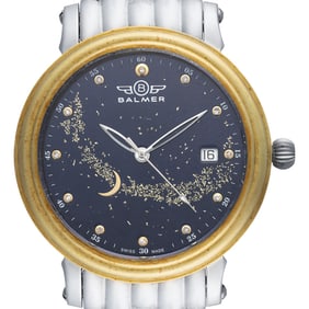 Balmer Celestia Swiss Made Automatic Watch – 14K Gold Bezel