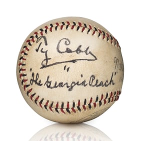 Ty Cobb Signed and Inscribed Spalding Baseball