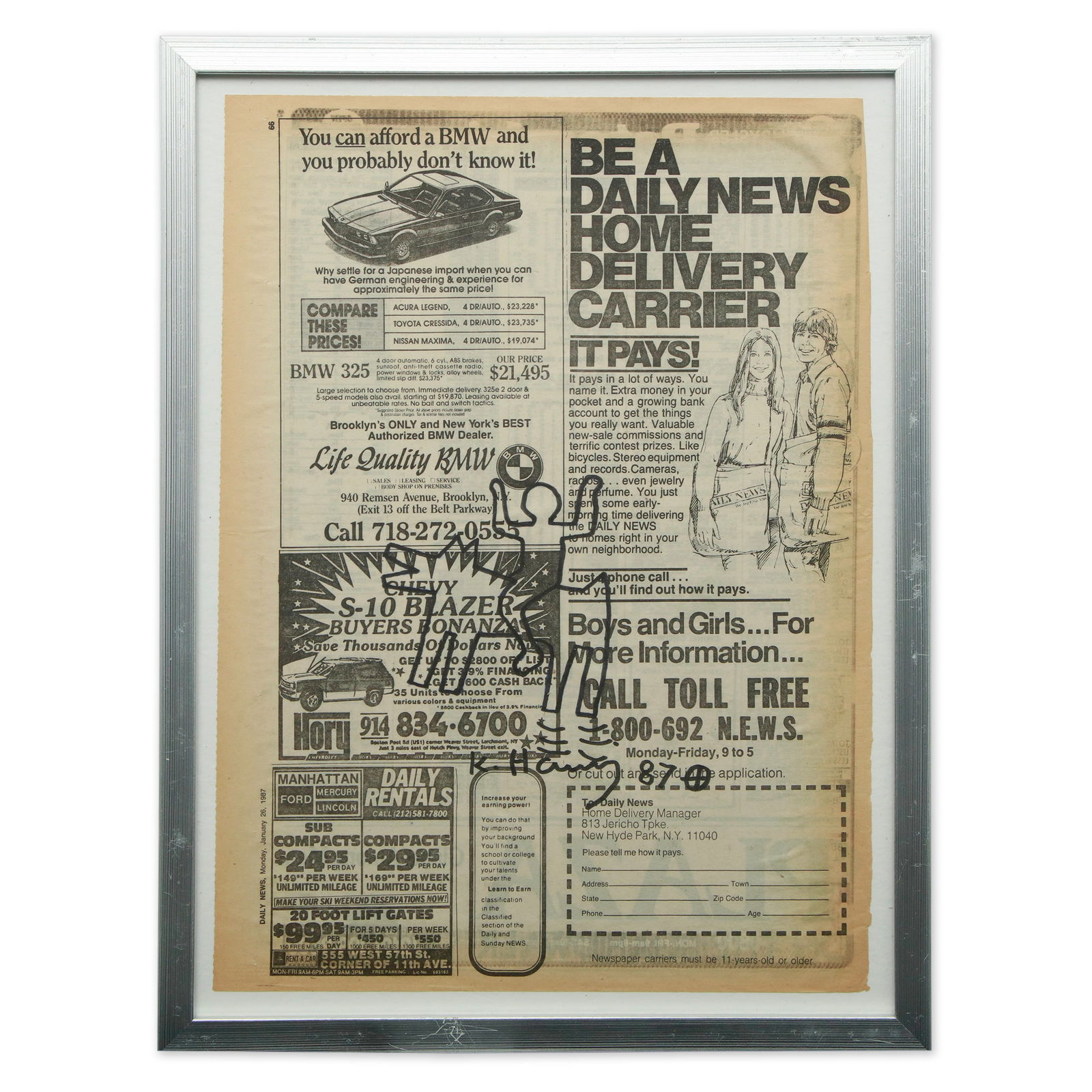 Rare Keith Haring Newspaper Art – Iconic Barking Dog and Rider (1 of 4)