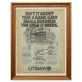 Rare Keith Haring Newspaper Art – Featuring Iconic Dolphins