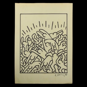 Keith Haring Marker Drawing: "Dynamic Harmony"