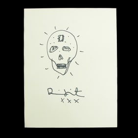 Damien Hirst Skull Drawing with "Skull Star Diamond"