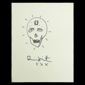 Damien Hirst Skull Drawing with "Skull Star Diamond"