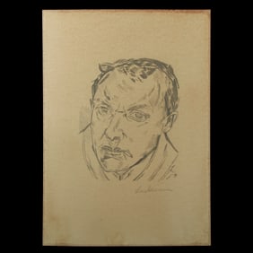 Portrait with Cigarette - Attributed to Max Beckmann