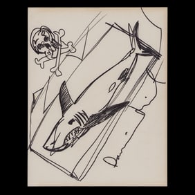 Rare Damien Hirst Sketch – “Shark in a Box”