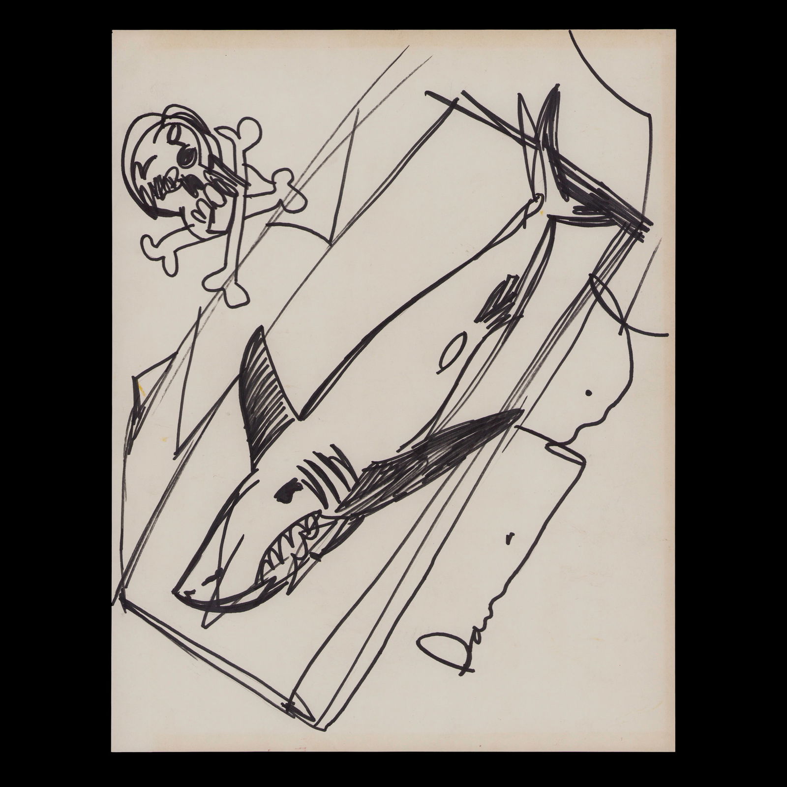 Rare Damien Hirst Sketch – “Shark in a Box”: **Auction Description: Rare Damien Hirst Sketch – “Shark in a Box”** **Item Description:** Presenting an extraordinary opportunity to acquire a captivating marker drawing, attributed to or a