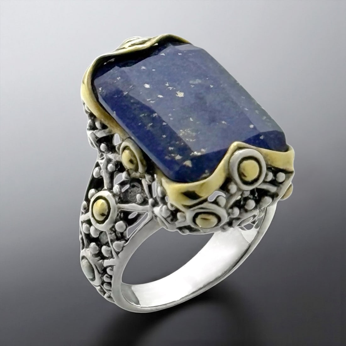 Ornate Lapis Lazuli Sterling Silver Ring - Size 6 (1 of 1)