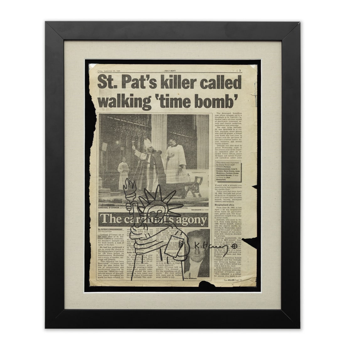 Keith Haring Newspaper Art on a New York Daily News page dated Friday, September 23, 1988.  (1 of 6)