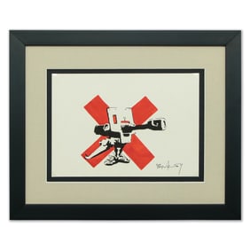 Rare Banksy Mixed Media Drawing - "Bad Meaning Good" (2002)