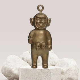 1 Foot Tall Bronze Statue of Donald Trump in a Teletubbies Suit