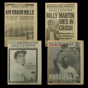 Historic Collection of New York Newspapers Highlighting Iconic Yankees Legends