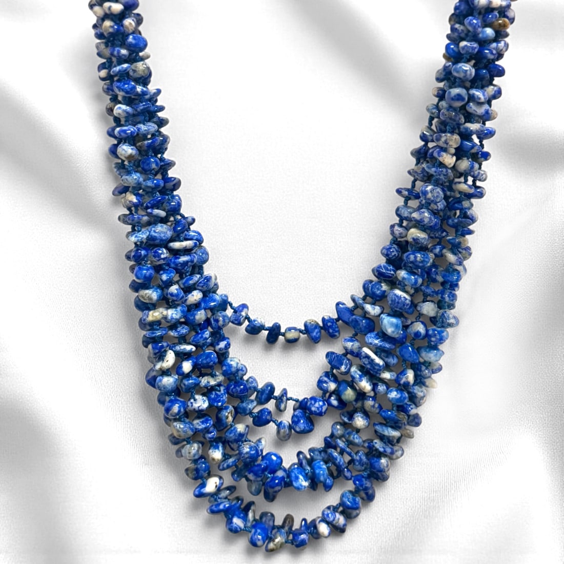 Vivid Blue Multi Strand Sodalite Layered Bib Necklace (1 of 2)