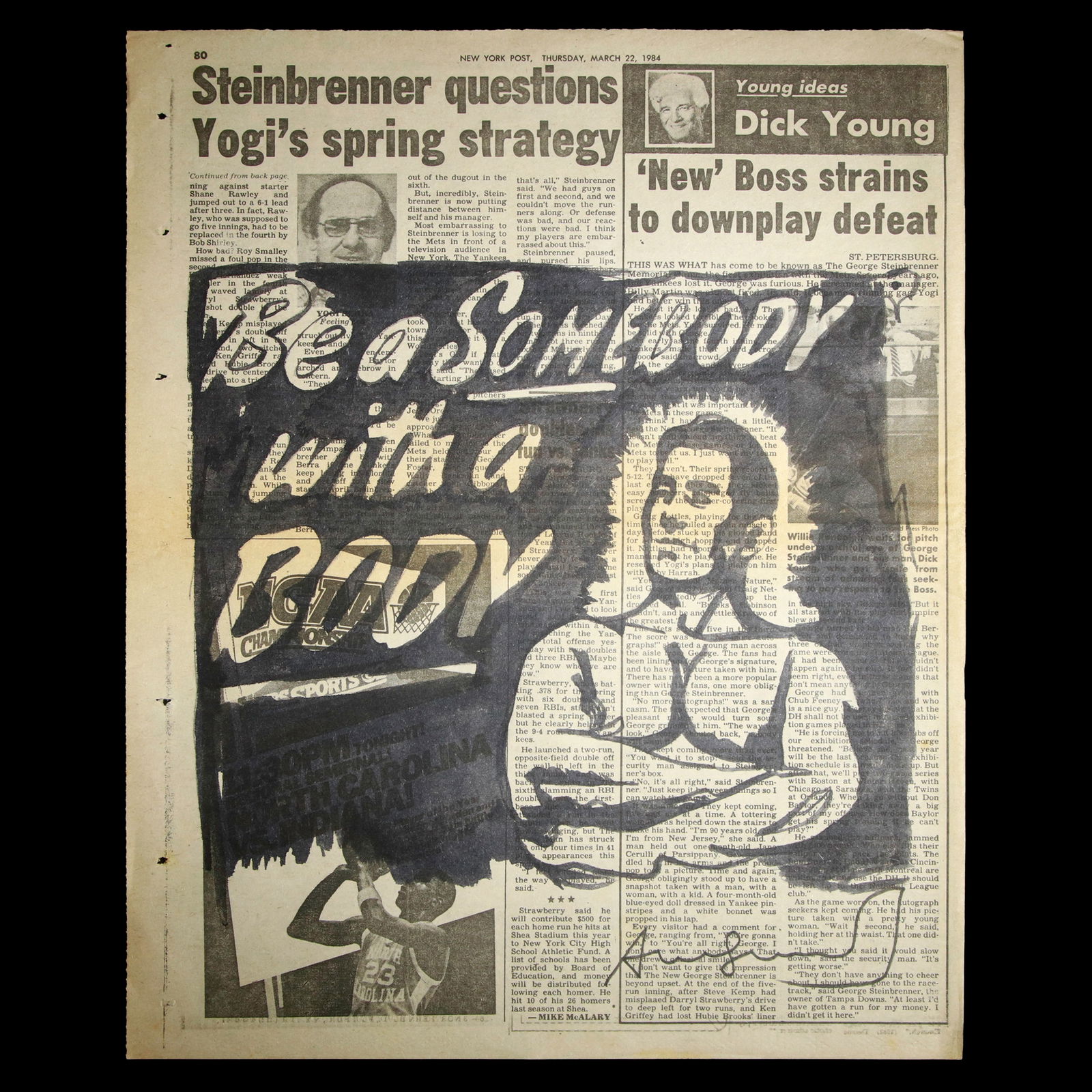Andy Warhol Newspaper Art: "Be a Somebody with a Body": Title: Historical Andy Warhol Newspaper Art: "Be a Somebody with a Body" Description: Step into the vibrant and transformative world of pop art with this rare and iconic piece attributed to Andy Warho