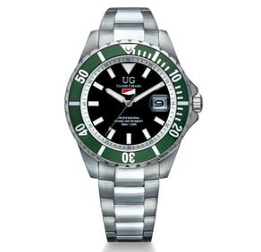 Ulysse Girard Watch Blue Fin Collection–Black Dial & Green Bezel